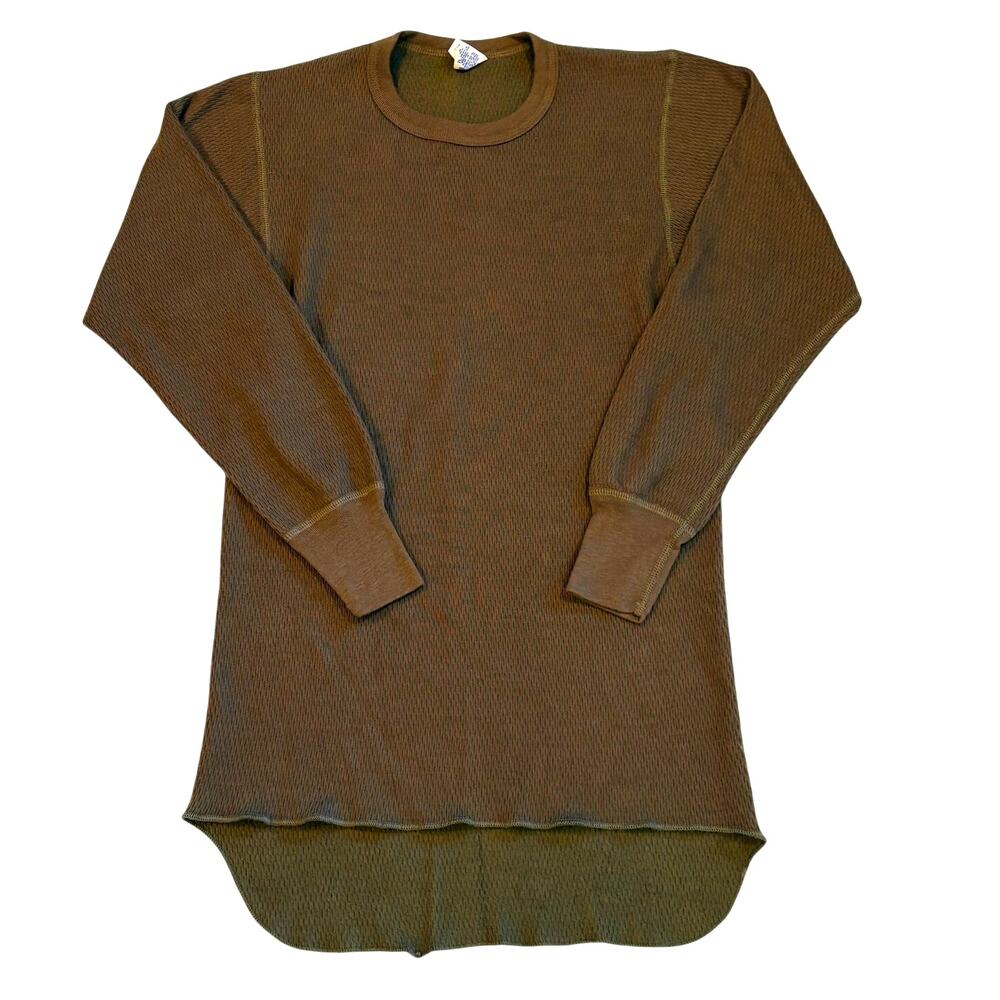 Vintage J.E. Morgan Thermal Shirt Mens Large Brown Arctex Base Layer Made in USA